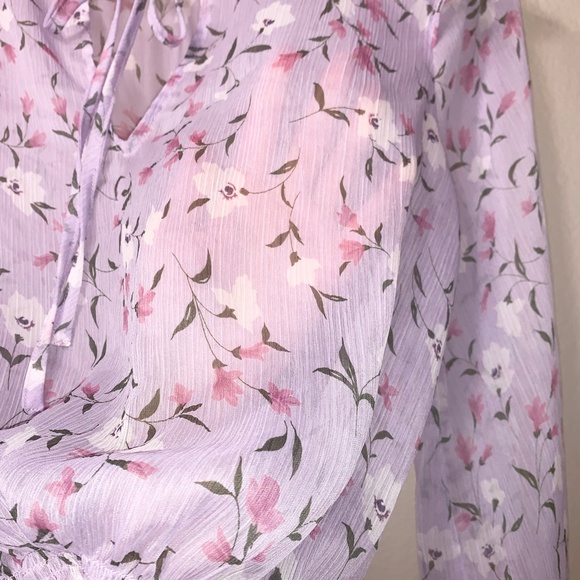 Lumiere Floral Light Pink Purple Blouse - Picture 8 of 8